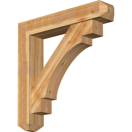 Ekena Millwork Merced Craftsman Rough Sawn Bracket w/ Offset Brace, Western Red Cedar, 8"W x 42"D x 42"H BKT0806X42X42MRC04RWR